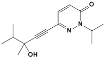 Molecular Structure of 487063-28-5 (3(2H)-Pyridazinone,6-(3-hydroxy-3,4-dimethyl-1-pentynyl)-2-(1-methylethyl)-)